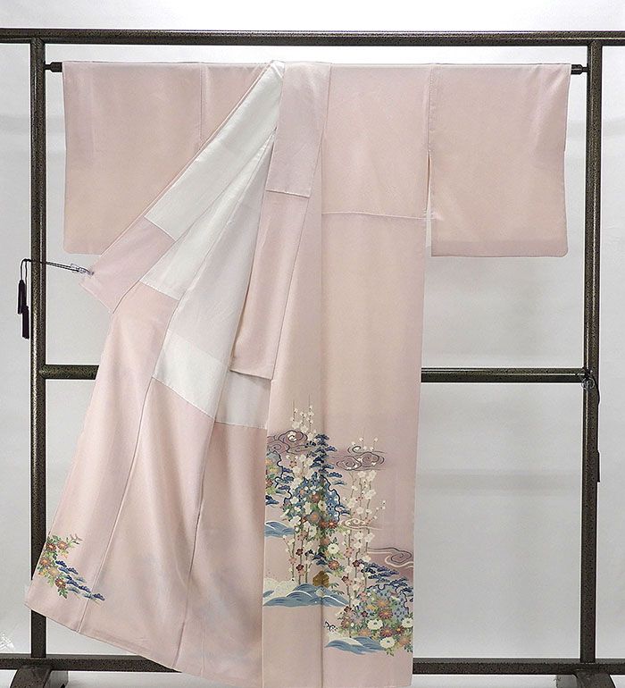 色留袖 正絹 加賀友禅 寺西一紘作 雪輪梅菊松模様 身丈155.5cm