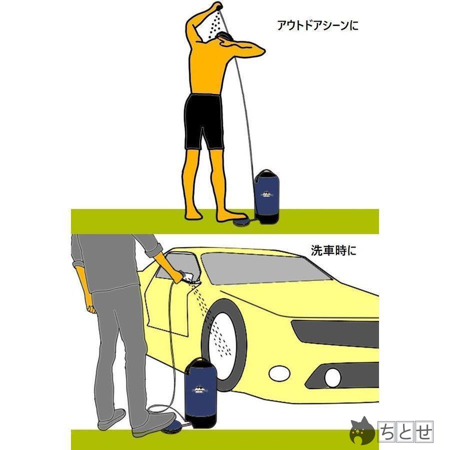 ポータブルシャワー ウォータータンク アウトドア用品 折りたたみ式 コンパクト 加圧式 水圧 電源不要 収納袋付き 洗髪 手洗い キャンプ 洗車 防災