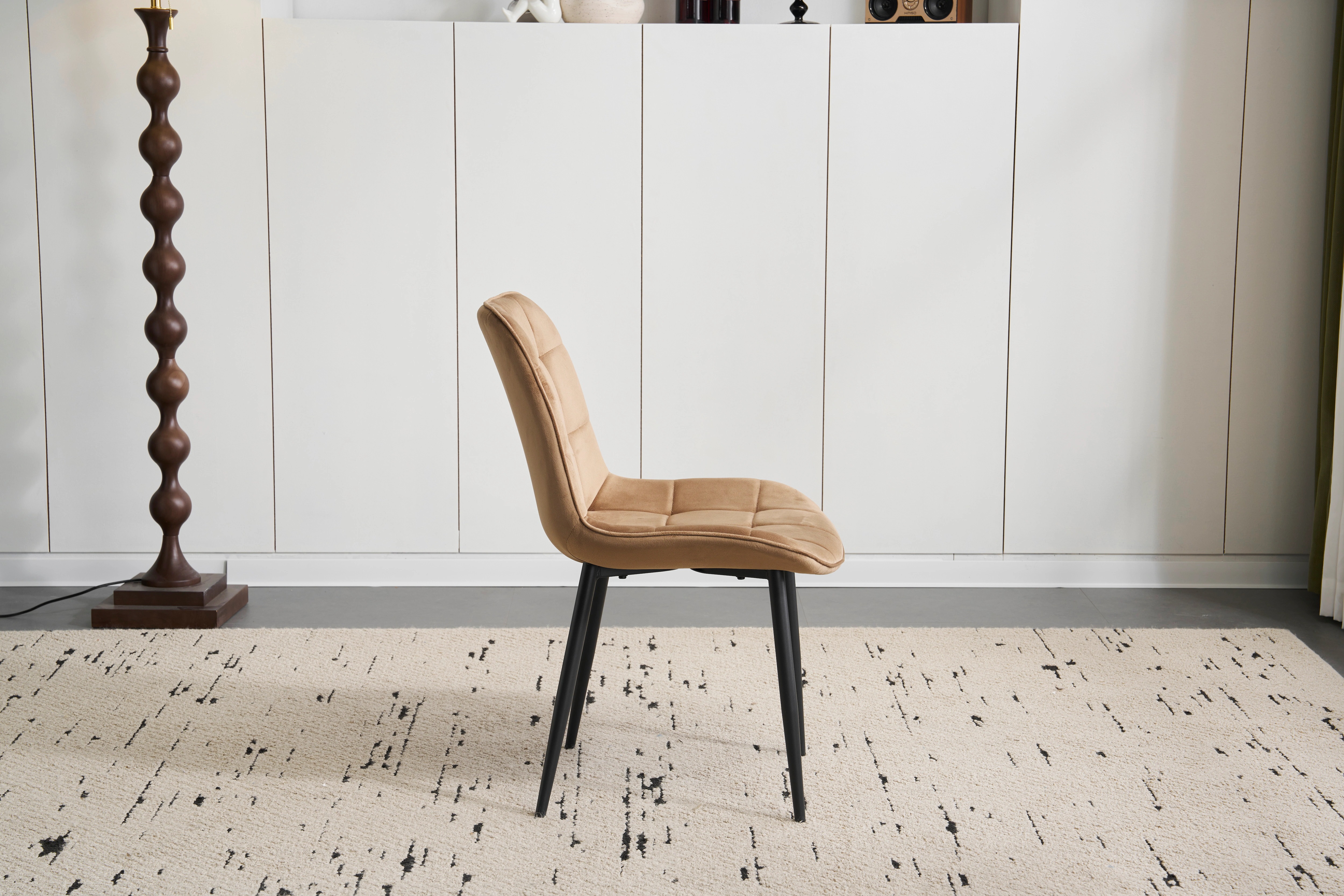 2脚】ダイニングチェア 椅子 ベルベット座面 コンパクト スチール脚 2