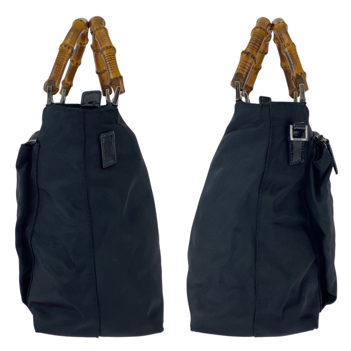 バンブー ブラック シルバー金具 ナイロン/バンブー 002 2122 ハンドバッグ レディース 407193
