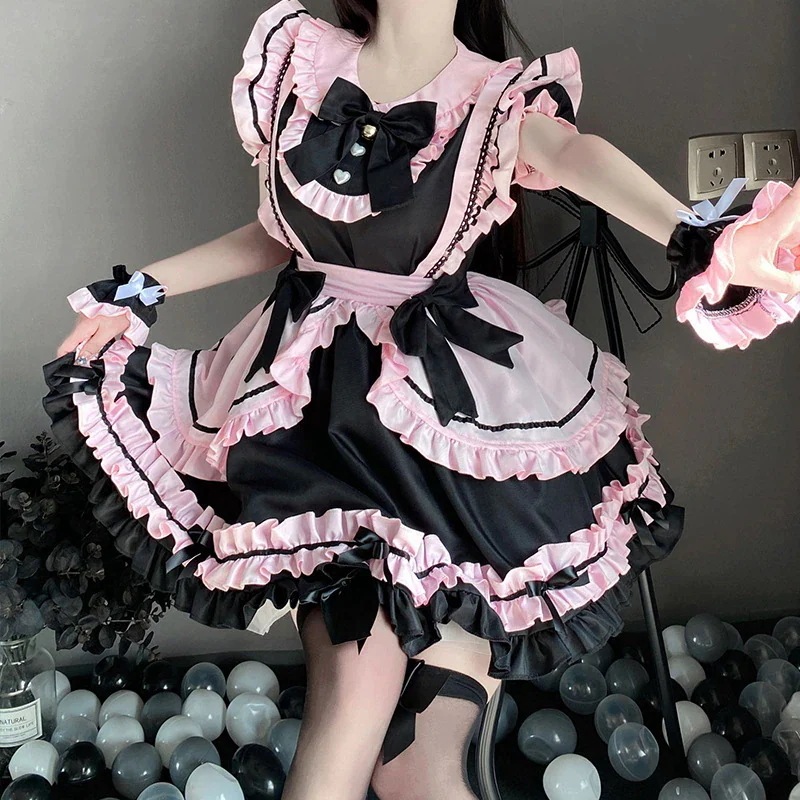メイド服 ワンピース ショート ロング丈 プリンセススカートミニマドレーヌ 半袖 ロリータ 犬ショートギャルjskロリータキャンバスショルダー メイド服 コスプレ ハロウィン