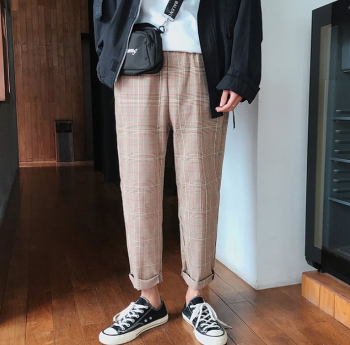 ボトムス パンツ ズボン テーパードパンツ ジョガーパンツ フルレングス 綿 かわいい カジュアル おしゃれ お洒落 レトロ チェック柄 春 夏 秋 冬 オールシーズン シーズンレス 10代 20代 ボトムス パンツ ズボン テーパードパンツ ジョガーパンツ フルレングス 綿 かわいい カジュアル おしゃれ お洒落 レトロ チェック柄 春 夏 秋 冬 オールシーズン シーズンレス 10代 20代