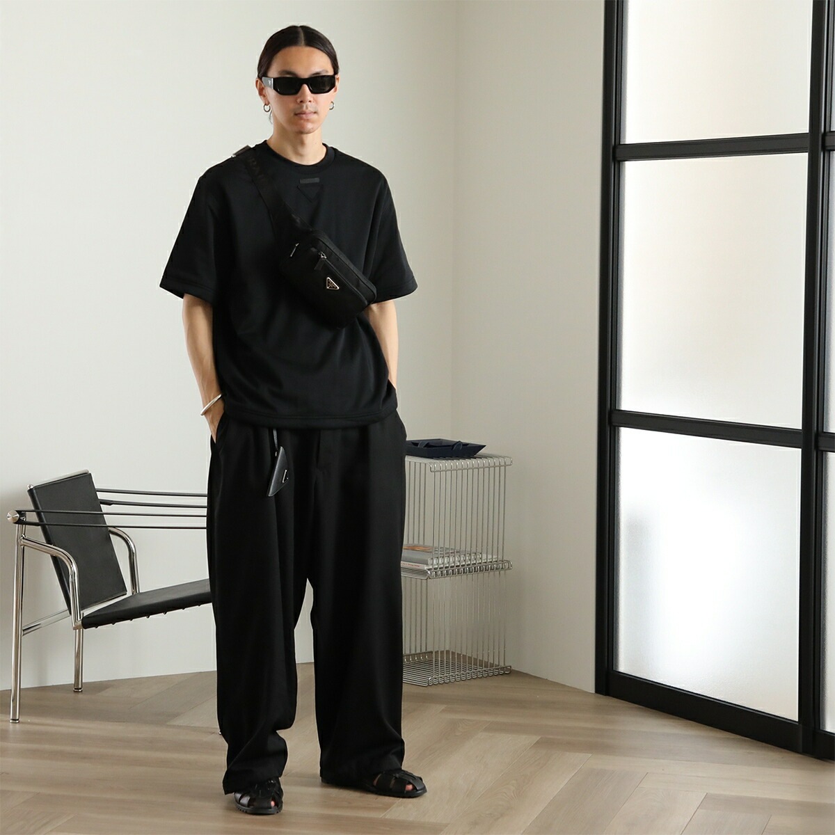 PRADA プラダ サングラス SPR A01 メンズ スクエア型 セルフレーム フルリム ロゴ アイウェア 16K-08Z