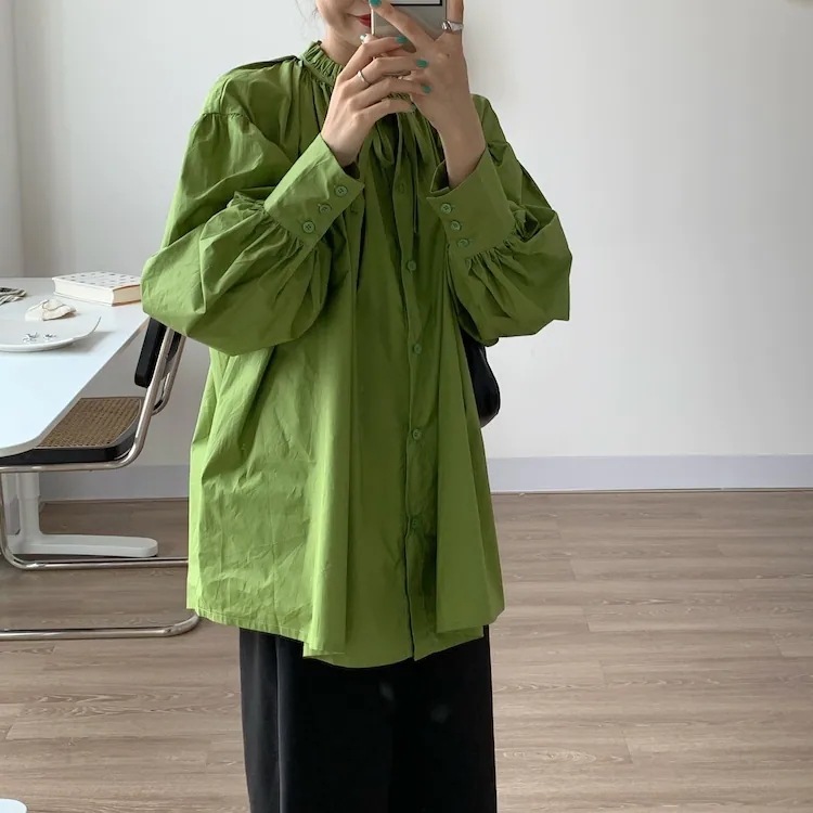 3color レディース トップス シャツブラウス シャツ ブラウス ボウタイ付き シャーリング