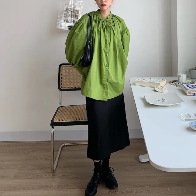 3color レディース トップス シャツブラウス シャツ ブラウス ボウタイ付き シャーリング