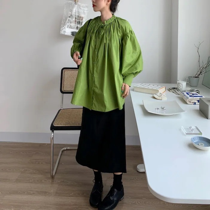 3color レディース トップス シャツブラウス シャツ ブラウス ボウタイ付き シャーリング