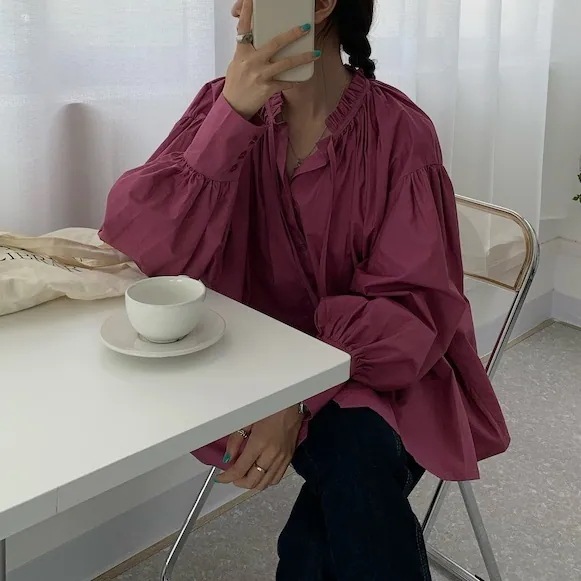 3color レディース トップス シャツブラウス シャツ ブラウス ボウタイ付き シャーリング