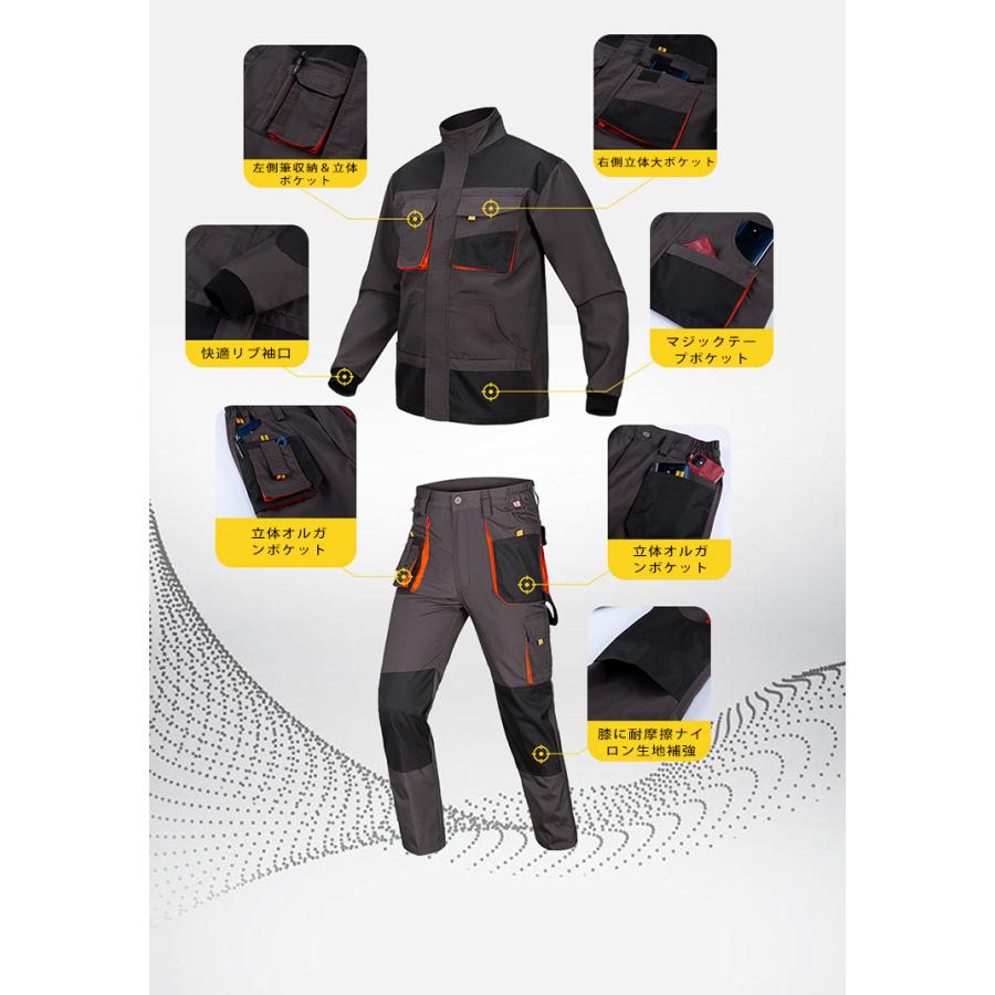 作業着 作業服 上下セット ジャンパー カーゴパンツ アウトドアウェア バイク 自転車 DIY 草刈り 庭 畑 仕事 ガーデニング 掃除 工場 土木 工事 男女兼用