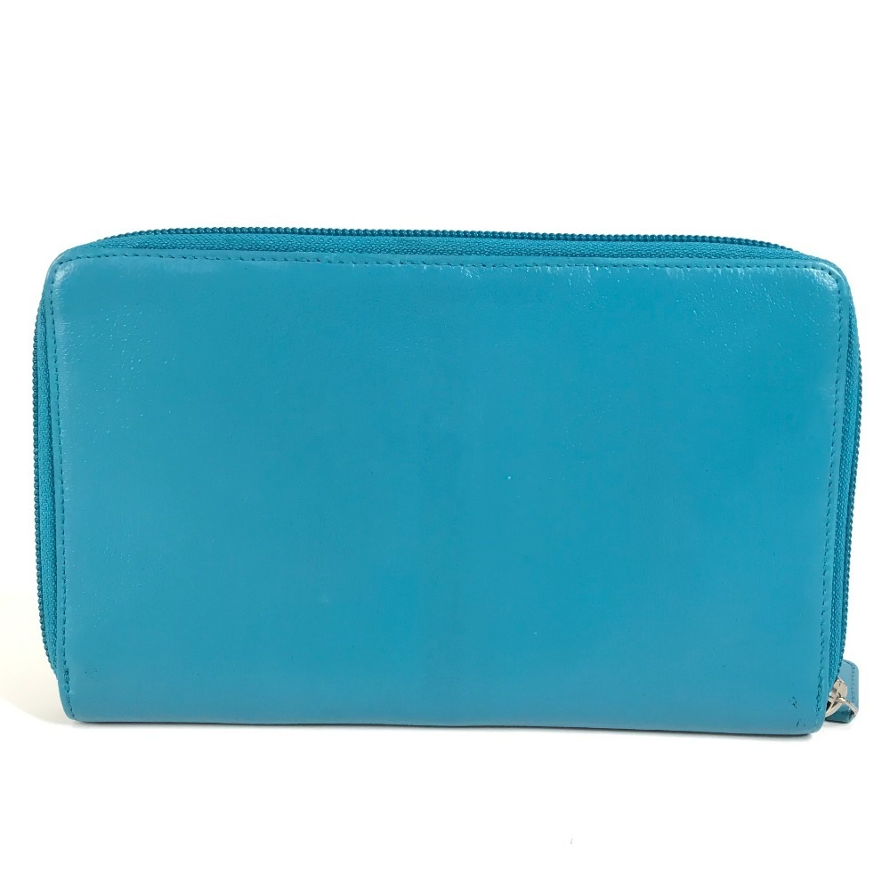 長財布 カメリア CC ココマーク ラウンドファスナー ロングウォレット レザー ブルー