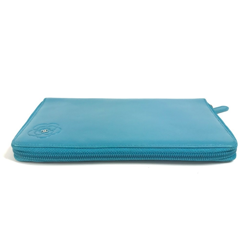 長財布 カメリア CC ココマーク ラウンドファスナー ロングウォレット レザー ブルー