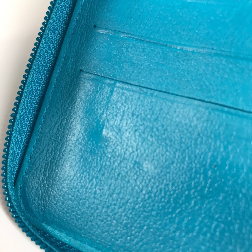 長財布 カメリア CC ココマーク ラウンドファスナー ロングウォレット レザー ブルー