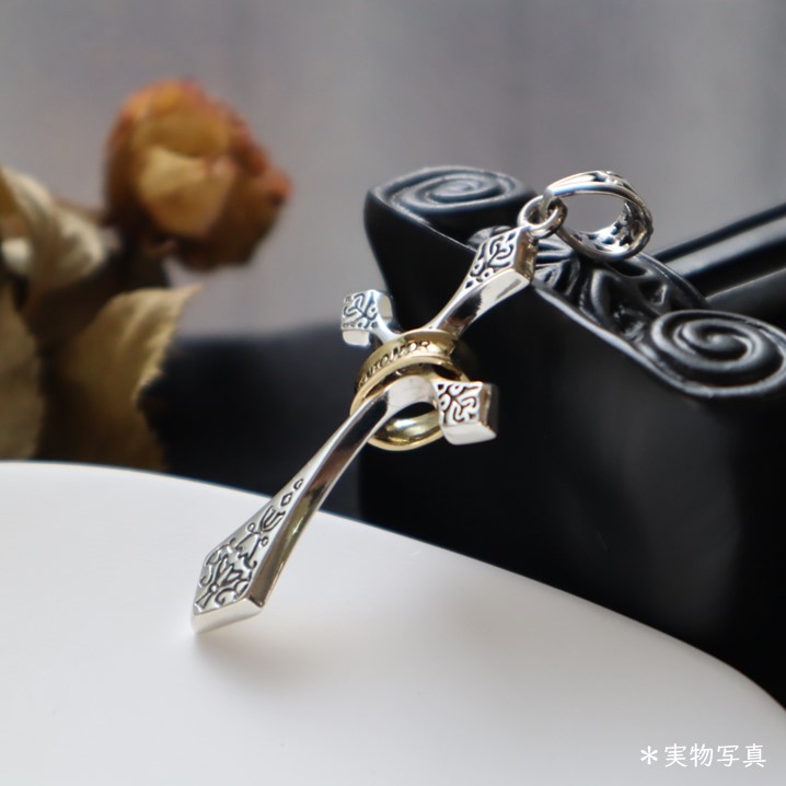 ペンダントトップ シルバー S925 ペンダント ネックレス メンズ レディース ユニセックス 十字架 クロス リング キレイめ 光沢 スタイリッシュ シャープ おしゃれ ギフト プレゼント 贈り物