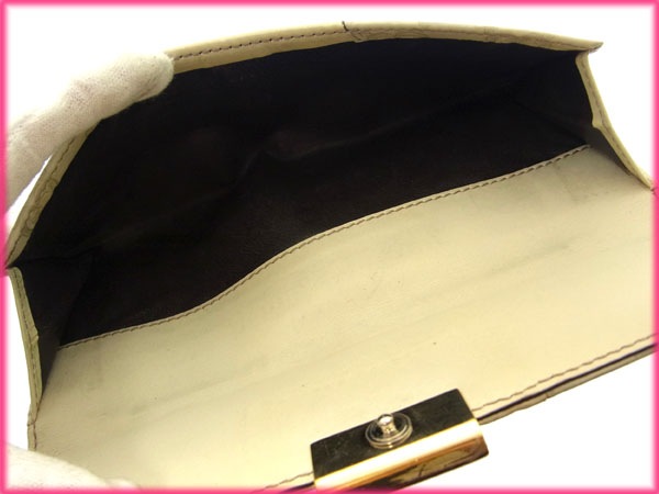 長財布 /Wホック/二つ折り グッチシマ /トレジャー/ベロアライン ライトグレー ゴールド系 中古