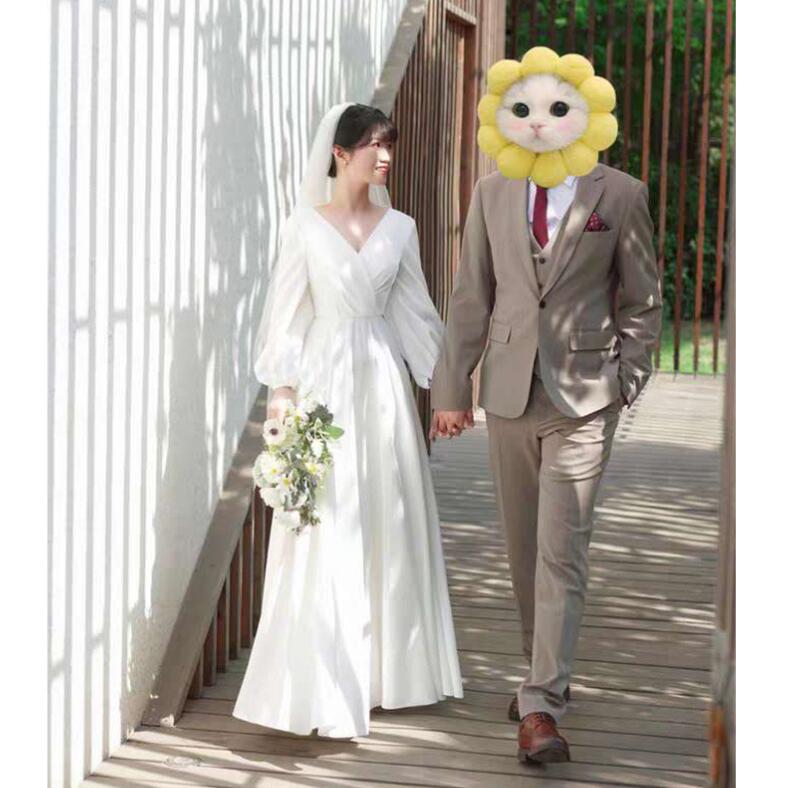 ウェディングドレス 花嫁ドレス ロングドレス Aライン 長袖 Vネック 二次会ドレス フォーマルドレス シンプル パーティードレス 細見え エレガント ブライダル 演奏会 音楽会 海外挙式 二次会 披 ウェディングドレス 花嫁ドレス ロングドレス Aライン 長袖 Vネック 二次会ドレス フォーマルドレス シンプル パーティードレス 細見え エレガント ブライダル 演奏会 音楽会 海外挙式 二次会 披