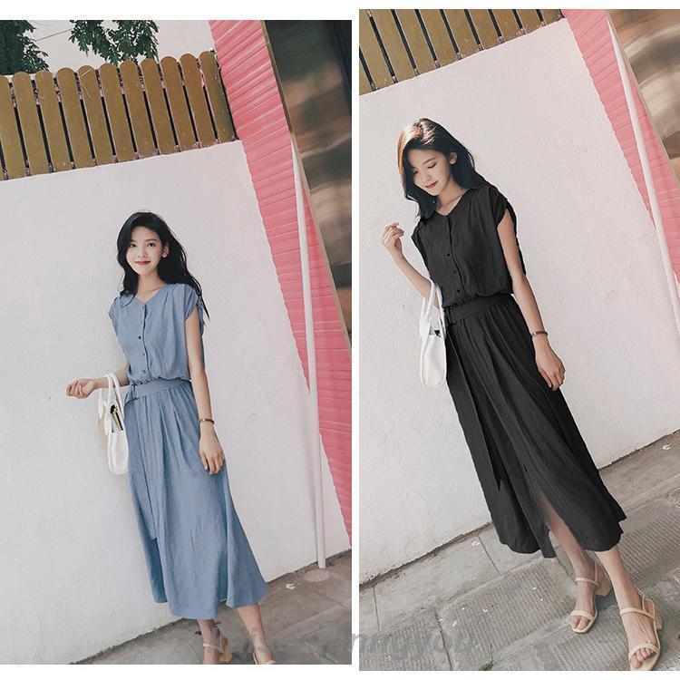 シフォンワンピース ロング丈 ワンピース 半袖 ベルト付き ワンピ 夏 レディース