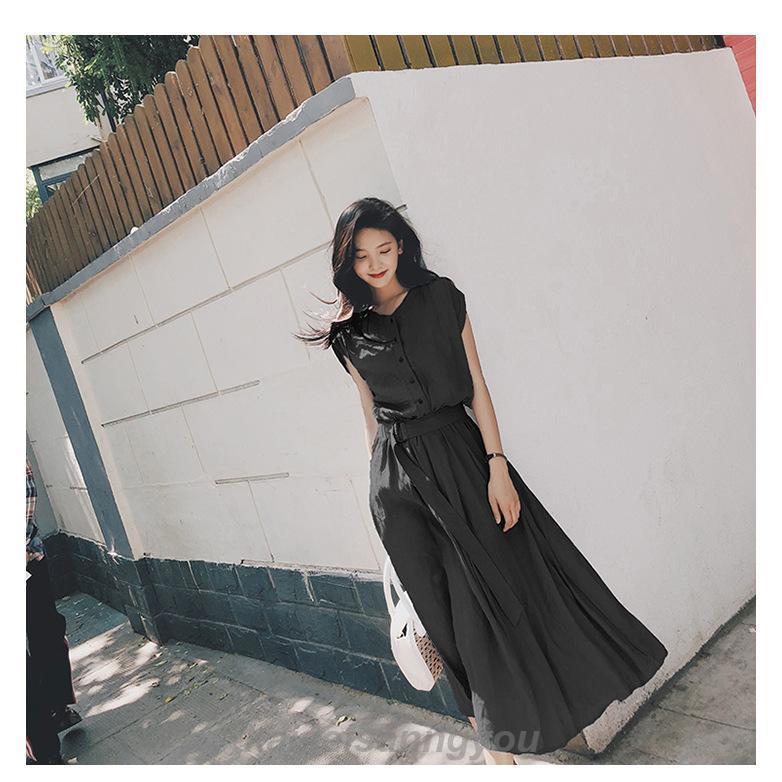 シフォンワンピース ロング丈 ワンピース 半袖 ベルト付き ワンピ 夏 レディース