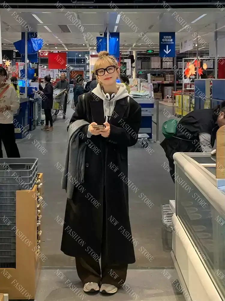 秋冬の新作韓国版ミドル丈厚手のラシャコート-74