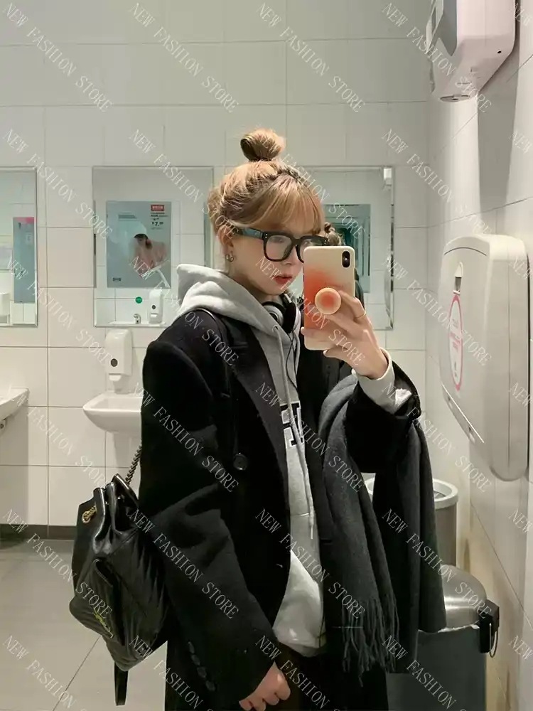 秋冬の新作韓国版ミドル丈厚手のラシャコート-74