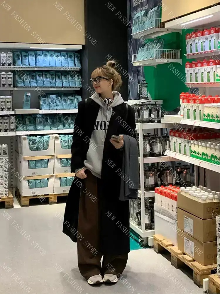 秋冬の新作韓国版ミドル丈厚手のラシャコート-74