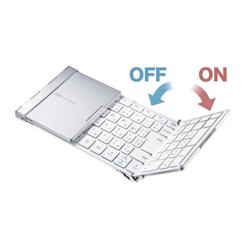 サンワサプライ　キーボード 折りたたみ(Android/iPadOS/iOS/Mac/Windows11対応) ［有線・ワイヤレス /Bluetooth・USB］ ホワイト　SKB-BT35W