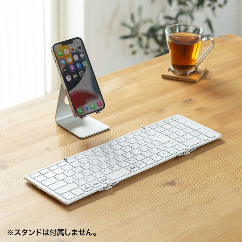 サンワサプライ　キーボード 折りたたみ(Android/iPadOS/iOS/Mac/Windows11対応) ［有線・ワイヤレス /Bluetooth・USB］ ホワイト　SKB-BT35W