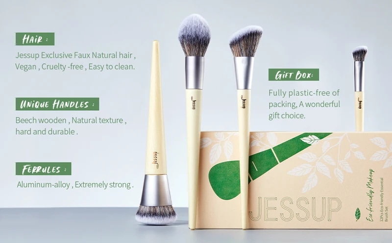 Jessup-メイクブラシセット,ファンデーション,チーク,コンシーラー