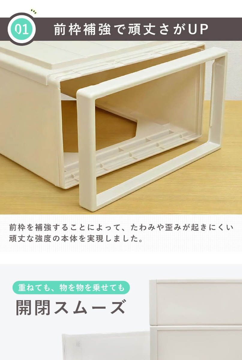 収納ケース Fits フィッツケース スリムL 2個セット フィッツ MONO ホワイト 収納 引き出し 衣装ケース 押入れ収納 積み重ね 幅44 奥行74 高さ18 天馬 日本製