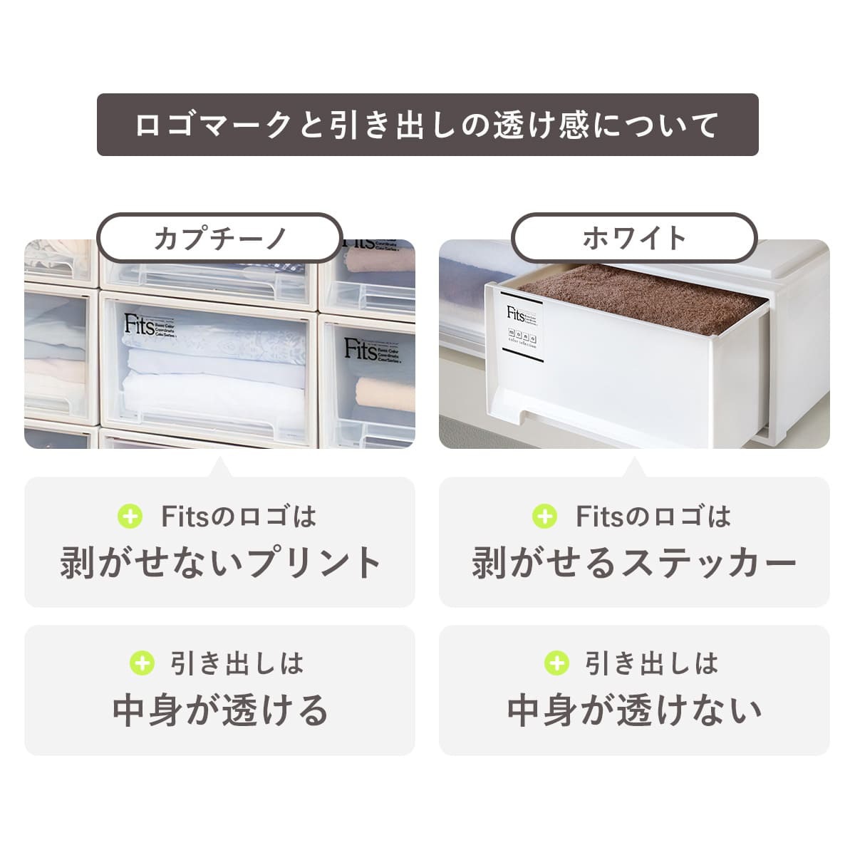収納ケース Fits フィッツケース スリムL 2個セット フィッツ MONO ホワイト 収納 引き出し 衣装ケース 押入れ収納 積み重ね 幅44 奥行74 高さ18 天馬 日本製