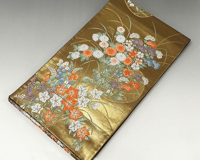 袋帯 未着用 正絹 四季花模様 袋帯 未使用 結婚式 入学式 卒業式 パーティー g0799
