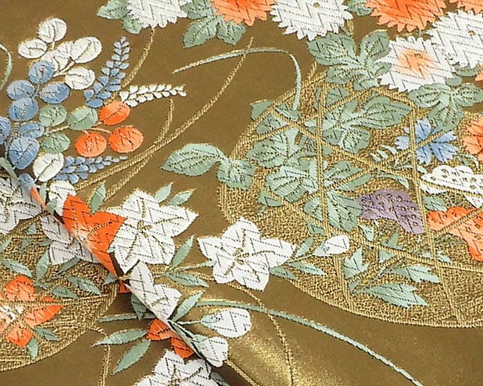 袋帯 未着用 正絹 四季花模様 袋帯 未使用 結婚式 入学式 卒業式 パーティー g0799