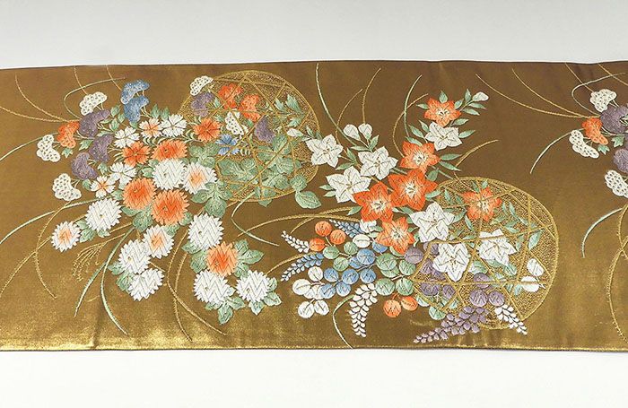 袋帯 未着用 正絹 四季花模様 袋帯 未使用 結婚式 入学式 卒業式 パーティー g0799