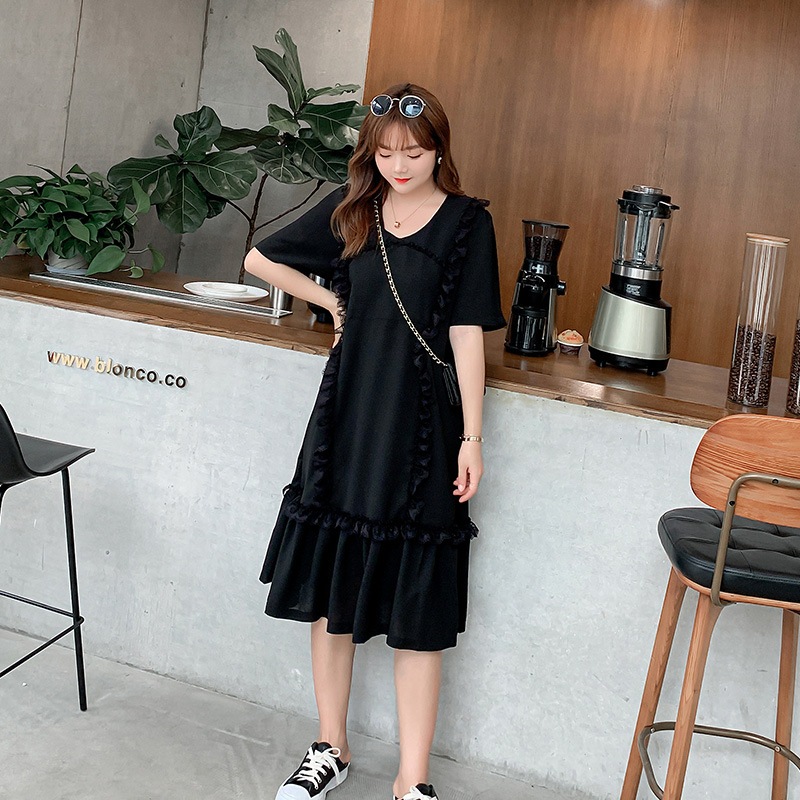 ワンピース 大きいサイズ 半袖 春夏 韓国 妊婦 マタニティ ゆったり きれいめ 3l 4xl 5l