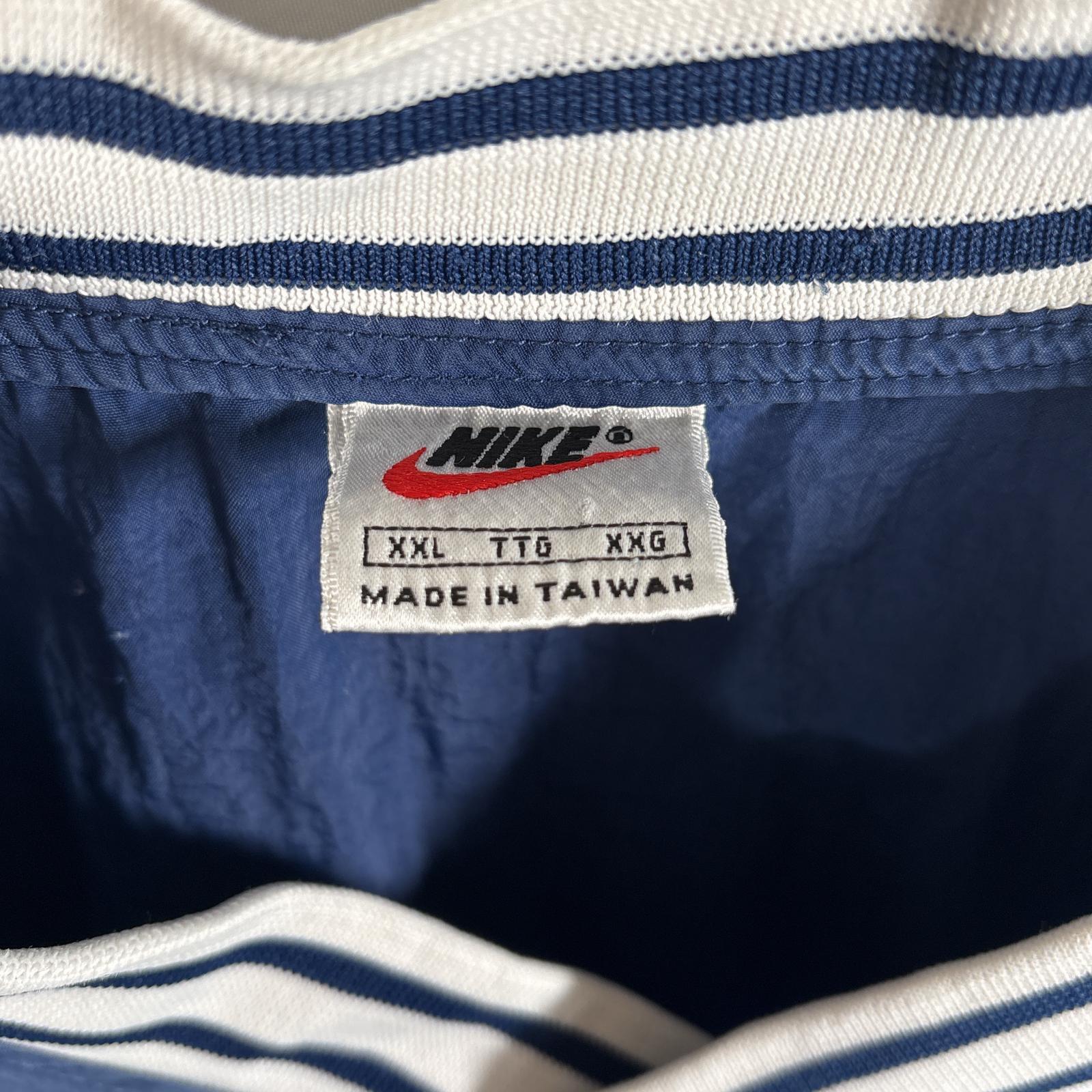 古着 90s/90年代 ナイロンプルオーバー ワンポイントロゴ スウッシュ リブ ビッグサイズ XXL ネイビー メンズ