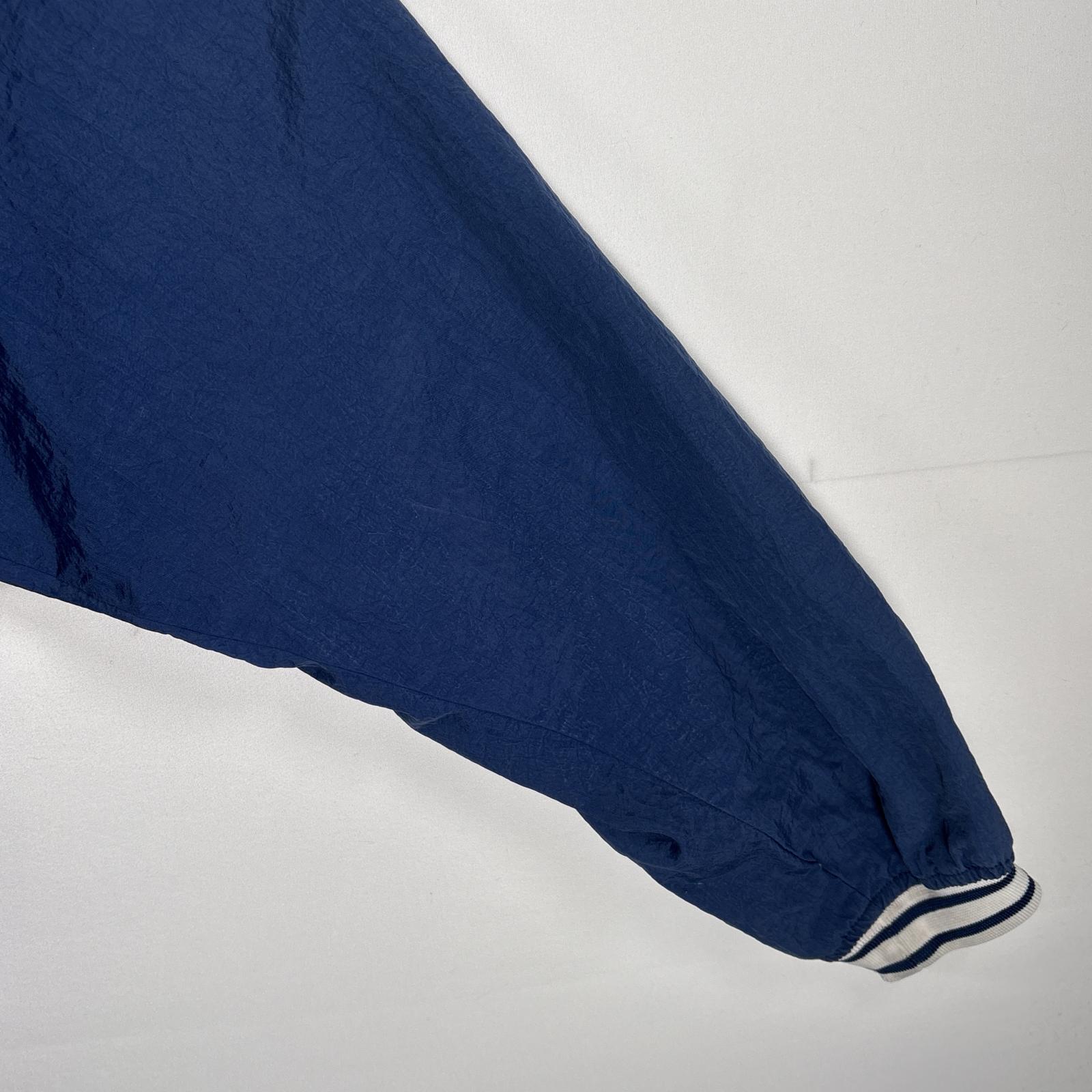 古着 90s/90年代 ナイロンプルオーバー ワンポイントロゴ スウッシュ リブ ビッグサイズ XXL ネイビー メンズ