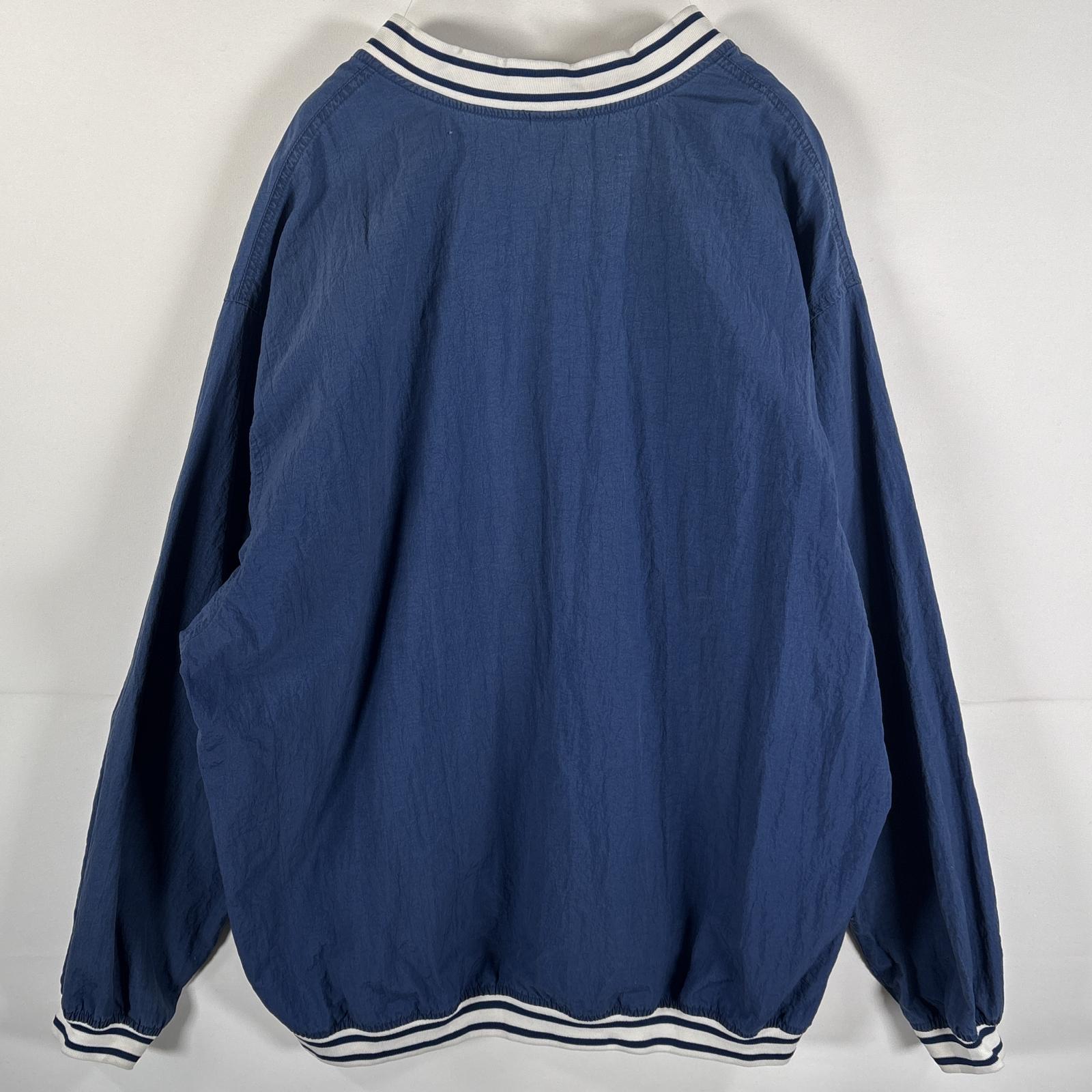 古着 90s/90年代 ナイロンプルオーバー ワンポイントロゴ スウッシュ リブ ビッグサイズ XXL ネイビー メンズ