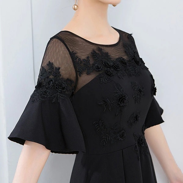 おすすめランキングロングドレス 演奏会 ピアノ 発表会 パーティードレス ブラック 黒 レディース 透け感 ファスナー ラウンドネック シースル襟 フレア袖付き 半袖あり ロング丈 結婚式 母親 ドレ おすすめランキングロングドレス 演奏会 ピアノ 発表会 パーティードレス ブラック 黒 レディース 透け感 ファスナー ラウンドネック シースル襟 フレア袖付き 半袖あり ロング丈 結婚式 母親 ドレ