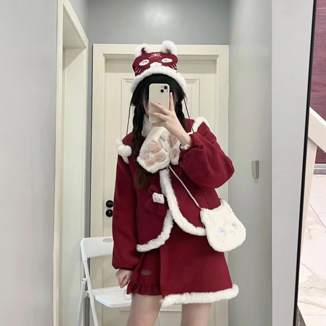 サンタコス レッド クリスマス ショートスカート +アウター冬用 セット ツーピース