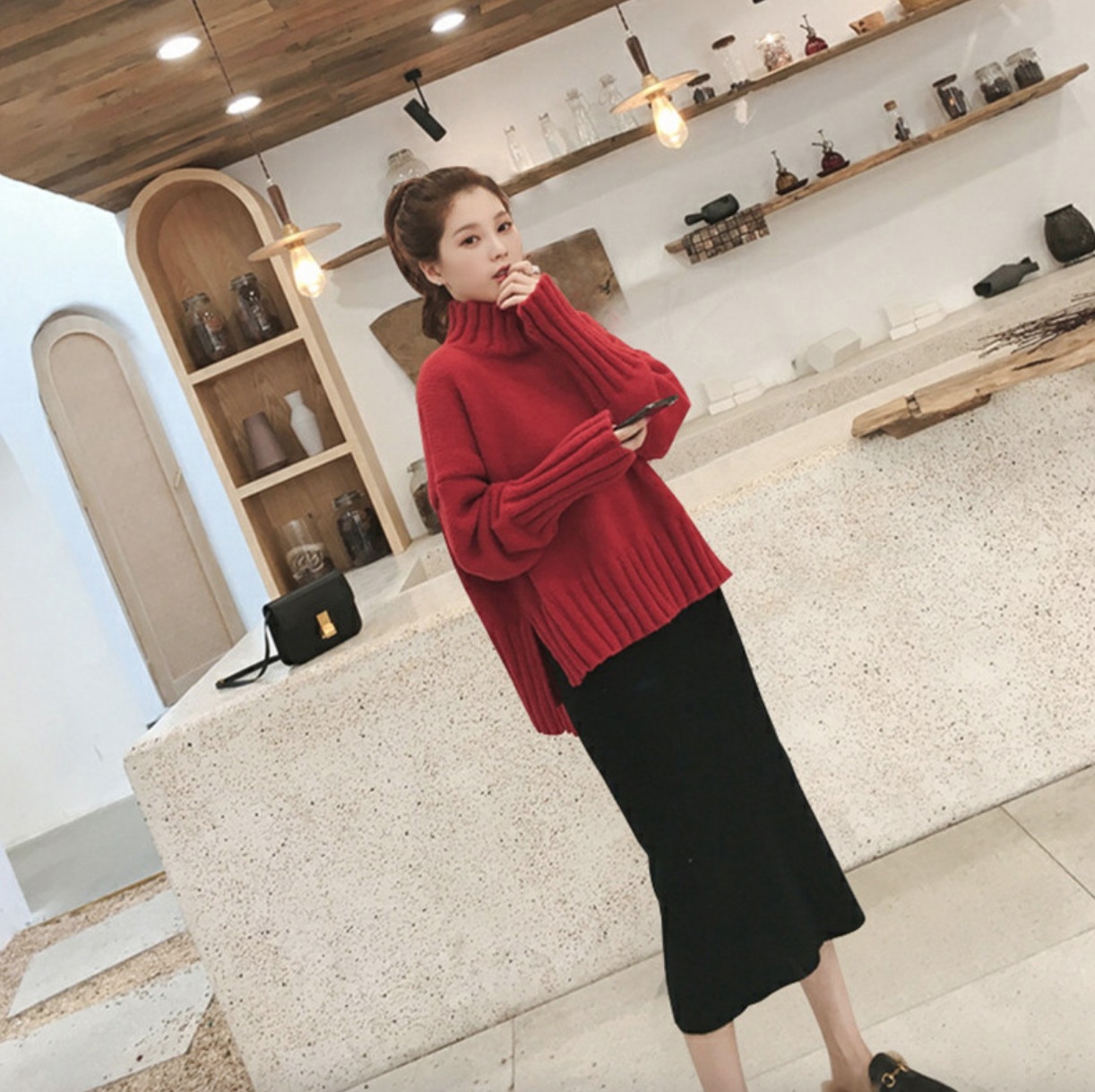 トップス デート カットソー ニットソー セーター 袖あり 長袖 冬 10代 20代 30代 個性的 S M L レッド こなれ感 エレガント 暖かい クール モード系 ゆったり ガーリー トップス デート カットソー ニットソー セーター 袖あり 長袖 冬 10代 20代 30代 個性的 S M L レッド こなれ感 エレガント 暖かい クール モード系 ゆったり ガーリー