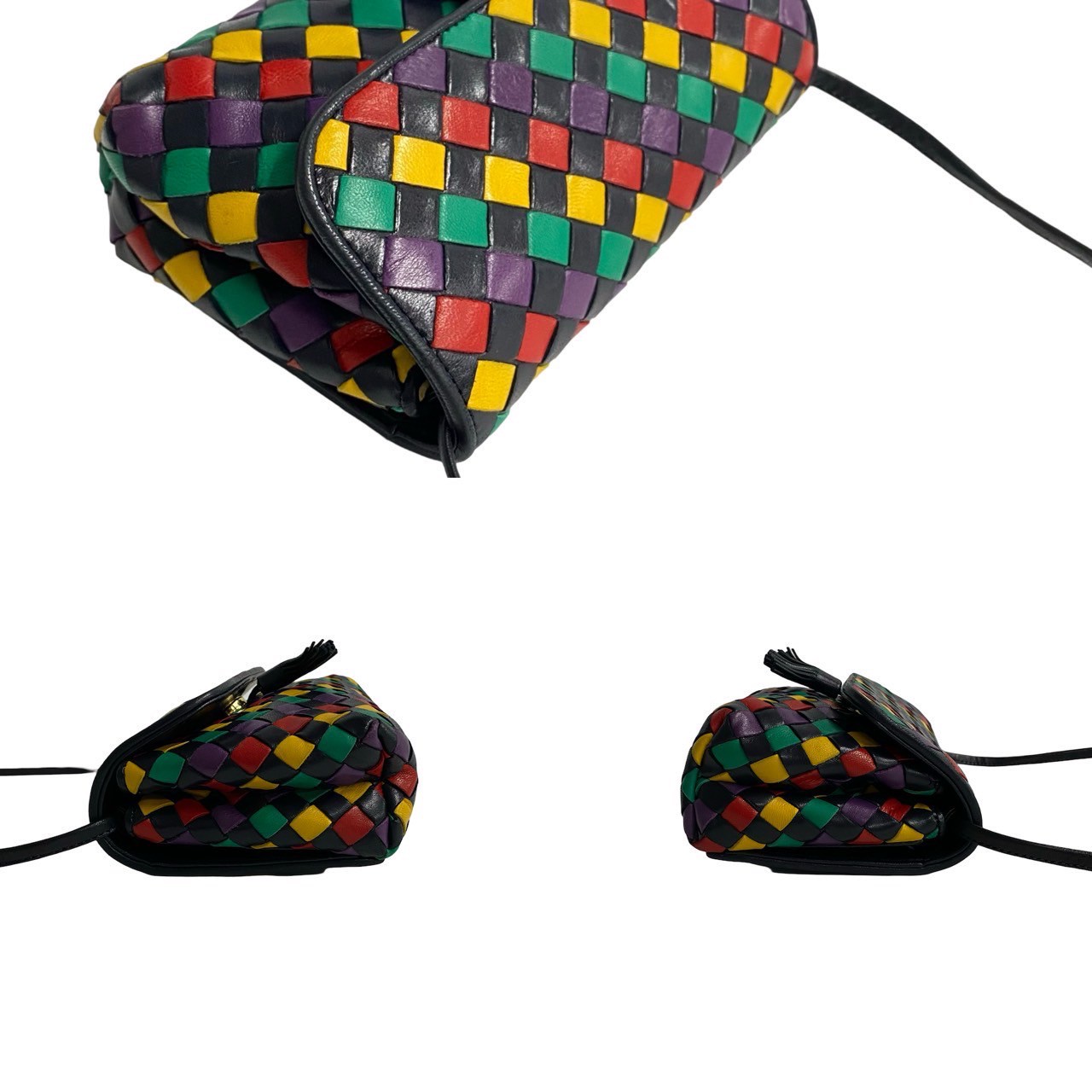 イントレチャートショルダーバッグ レザー ブラック 98851 イントレチャートショルダーバッグ レザー ブラック 98851