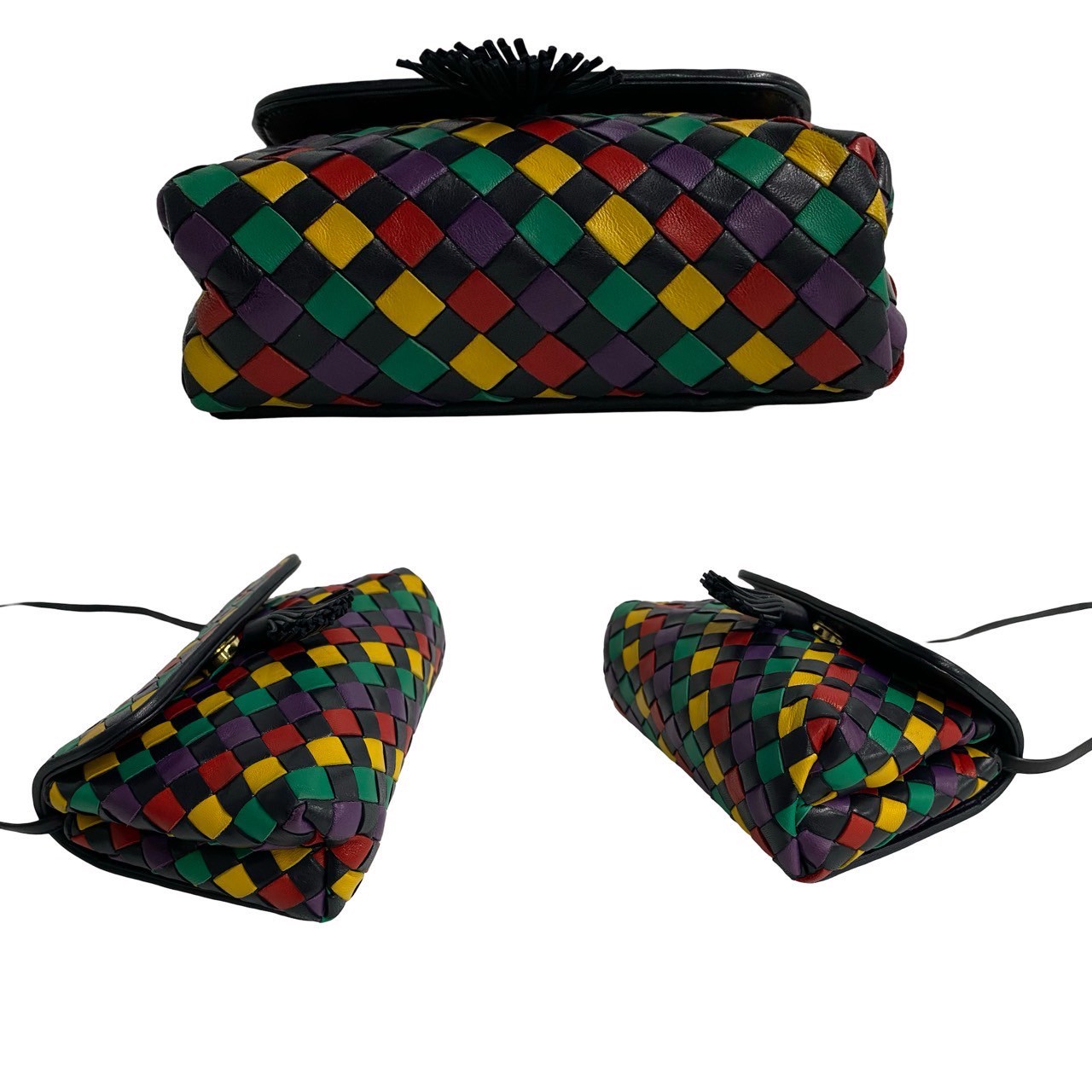 イントレチャートショルダーバッグ レザー ブラック 98851 イントレチャートショルダーバッグ レザー ブラック 98851