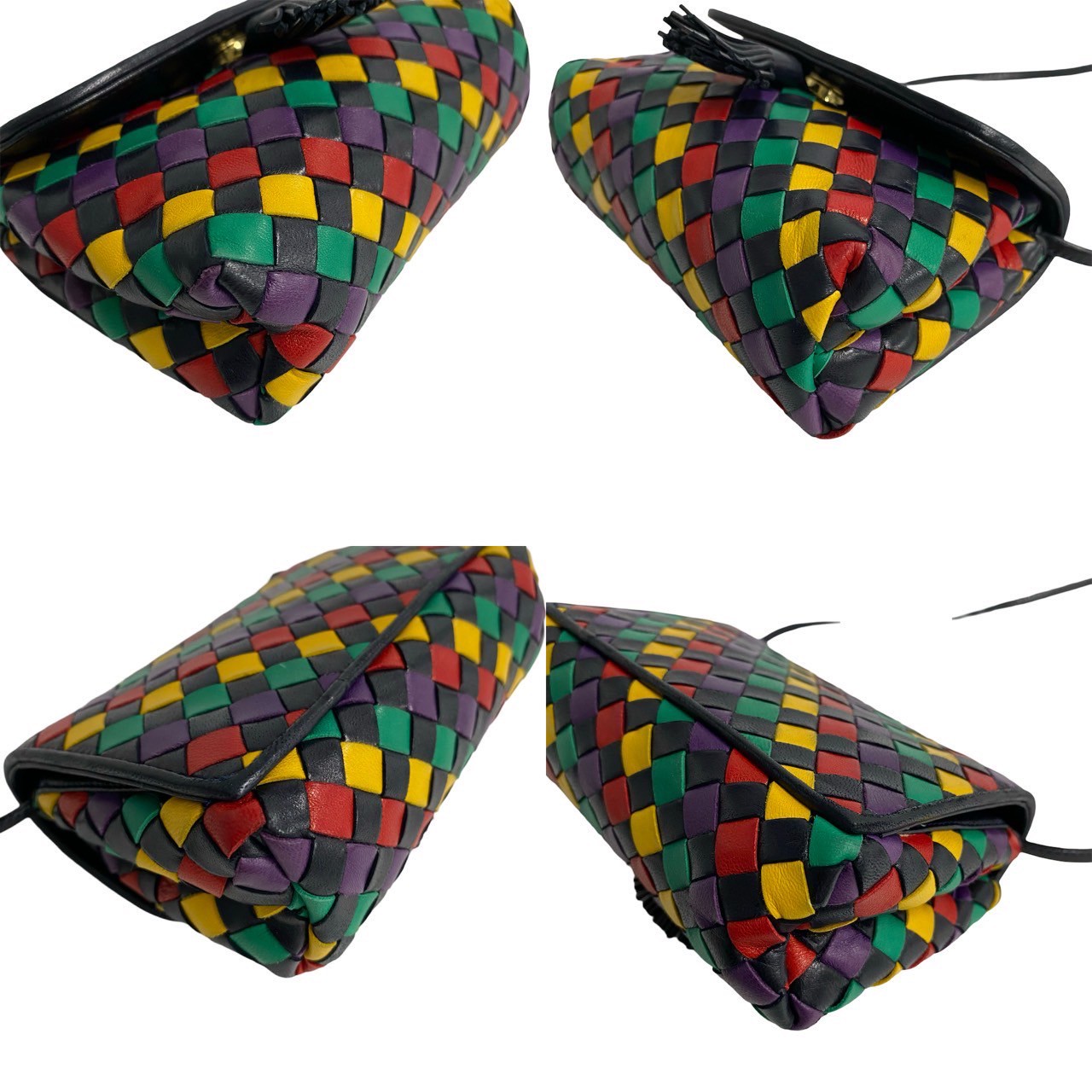 イントレチャートショルダーバッグ レザー ブラック 98851 イントレチャートショルダーバッグ レザー ブラック 98851