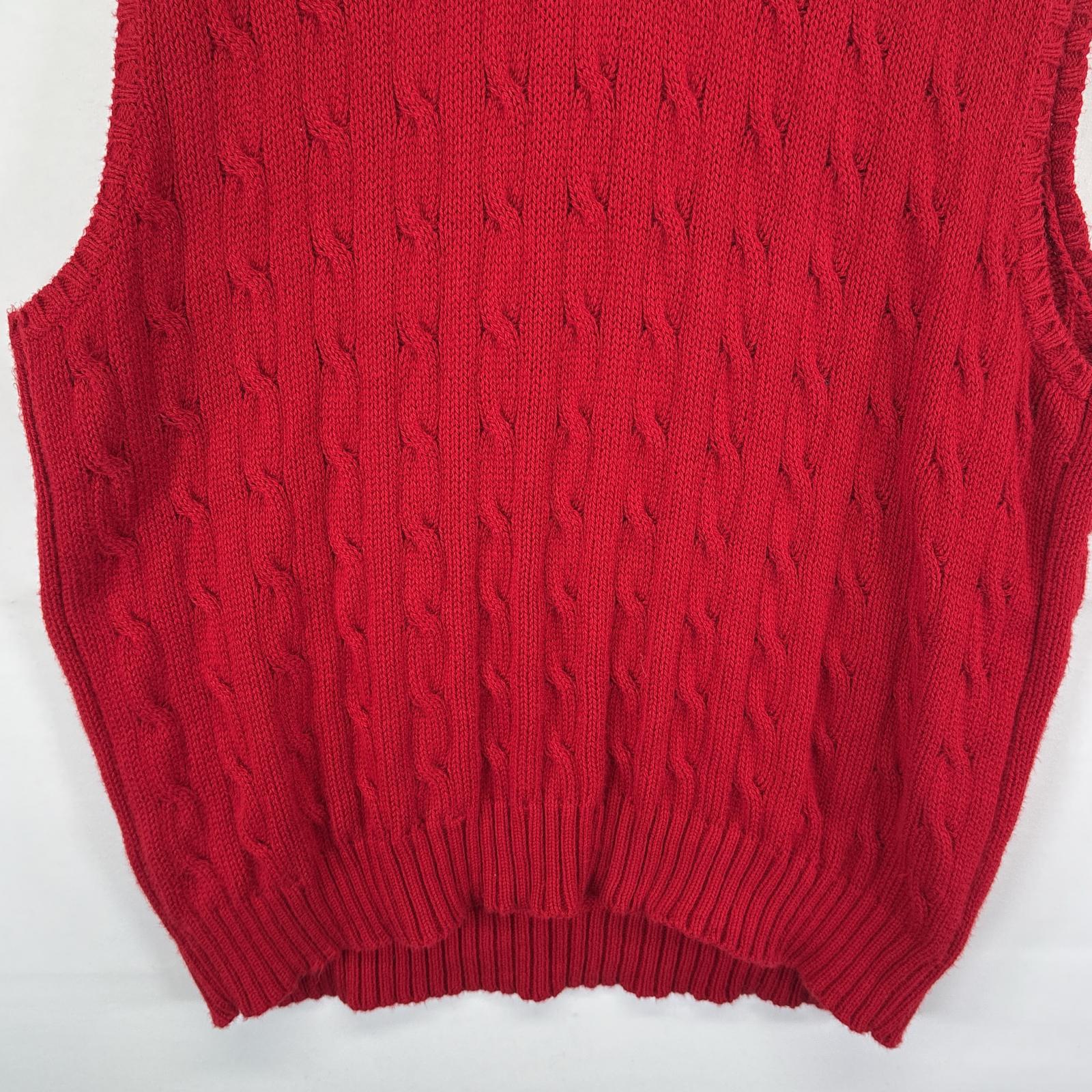 古着 ポロバイラルフローレン Polo by Ralph Lauren コットンニットベスト 大きいサイズ ケーブルニット ワンポイント XXL レッド メンズ