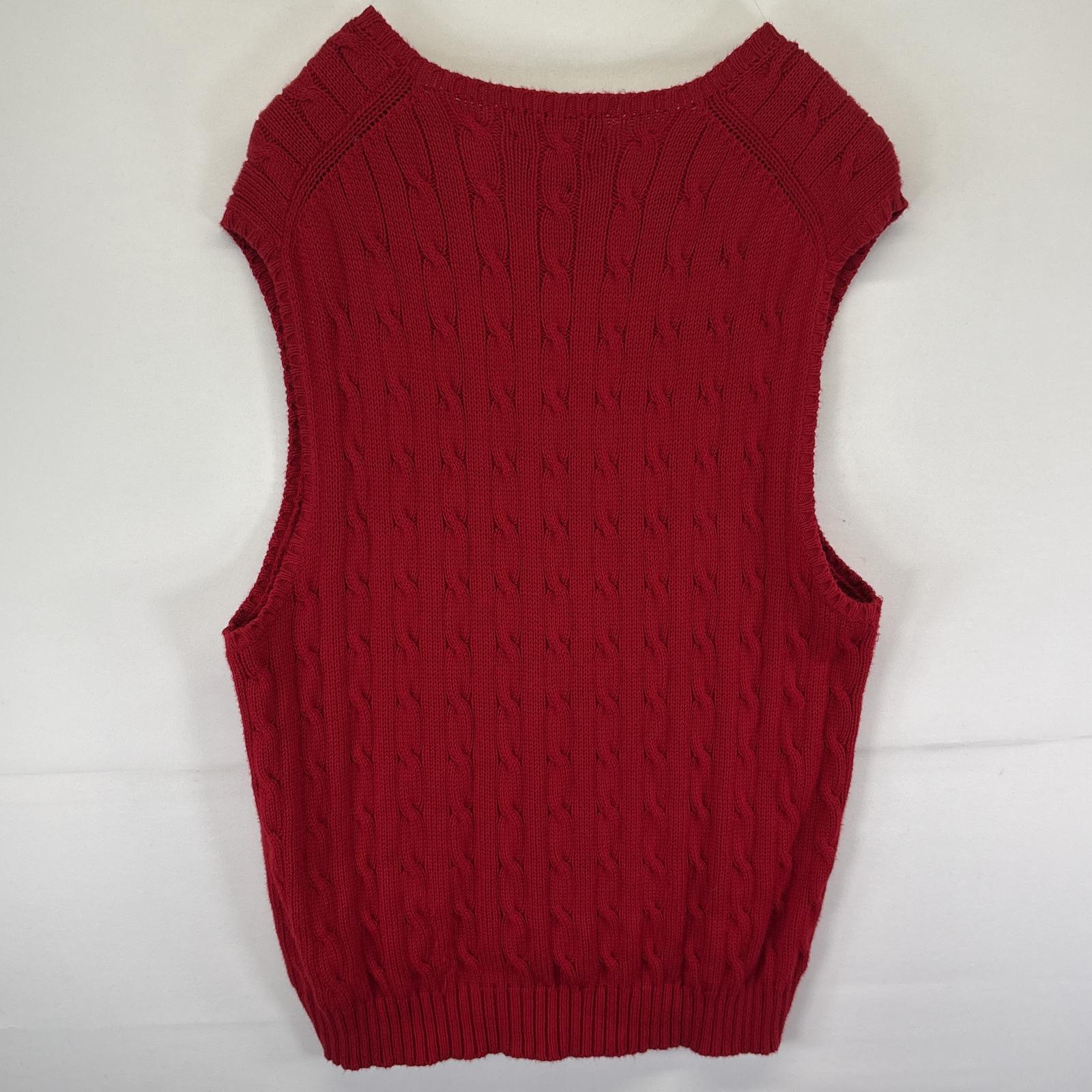 古着 ポロバイラルフローレン Polo by Ralph Lauren コットンニットベスト 大きいサイズ ケーブルニット ワンポイント XXL レッド メンズ