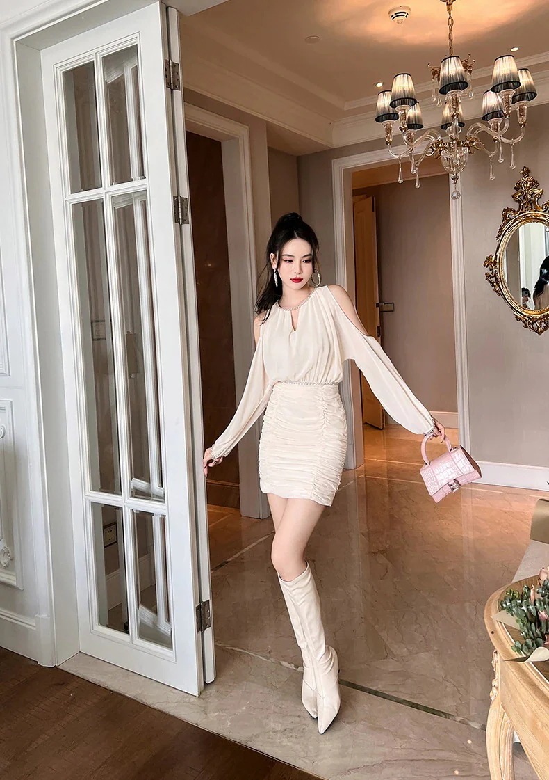 フォーマル 発表会 同窓会 春 皺 タイトスカート パーティードレス ドレス オフショル 二次会 披露宴 卒業式 セクシー ワンピース 【JY.】 結婚式 演奏会ワンピースドレスドレス