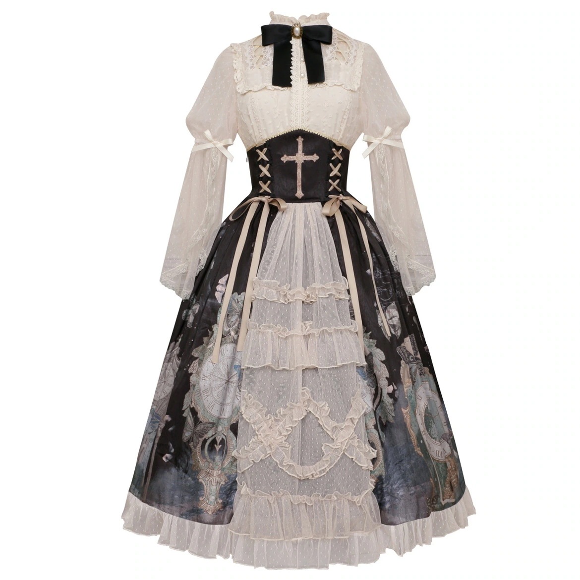 【フルセット】デザインクロック蝶lolitaハーフスカートシャツフレンチロリータ洋服 【フルセット】デザインクロック蝶lolitaハーフスカートシャツフレンチロリータ洋服