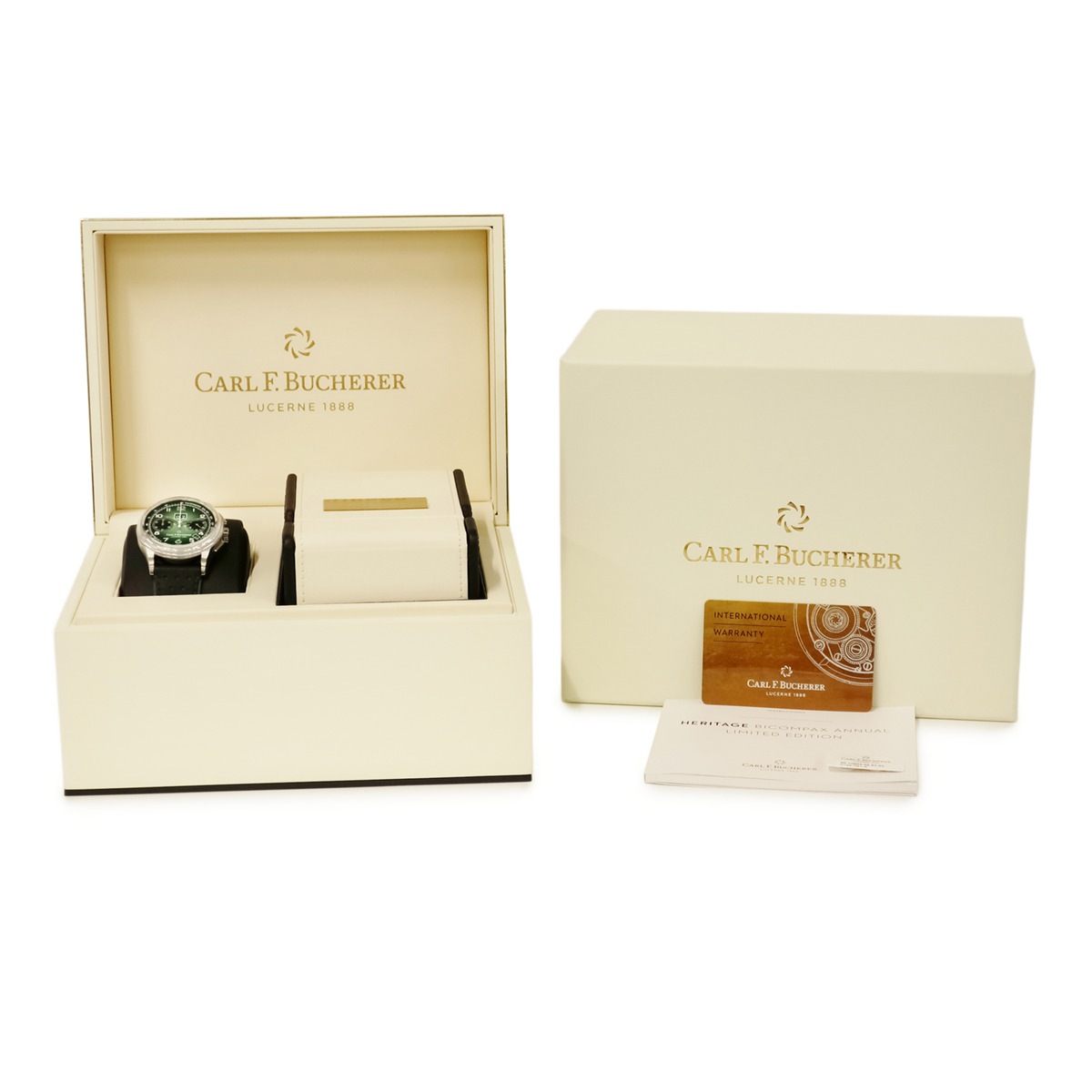 ヘリテージ バイコンパックス アニュアル ロンドン 00.10803.08.92.92 自動巻き メンズ 緑 限定 3年保証 ヘリテージ バイコンパックス アニュアル ロンドン 00.10803.08.92.92 自動巻き メンズ 緑 限定 3年保証