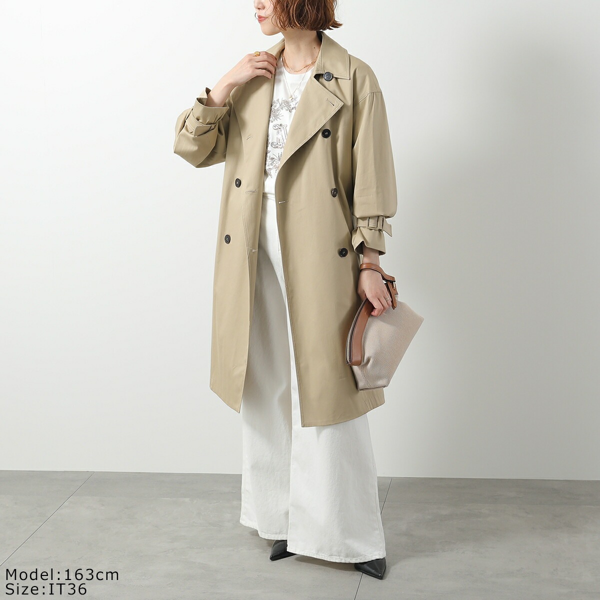 MAX MARA Studio マックスマーラ ステュディオ トレンチコート EBRIEN エブリエン レディース スプリングコート ダブルブレスト ベルト付き ミドル丈