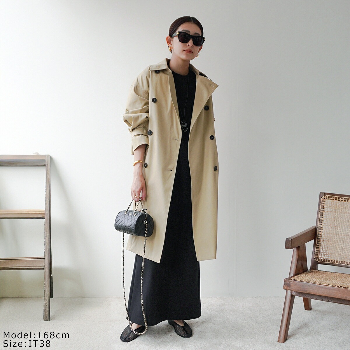 MAX MARA Studio マックスマーラ ステュディオ トレンチコート EBRIEN エブリエン レディース スプリングコート ダブルブレスト ベルト付き ミドル丈