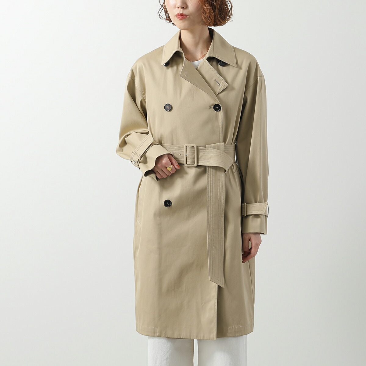 MAX MARA Studio マックスマーラ ステュディオ トレンチコート EBRIEN エブリエン レディース スプリングコート ダブルブレスト ベルト付き ミドル丈
