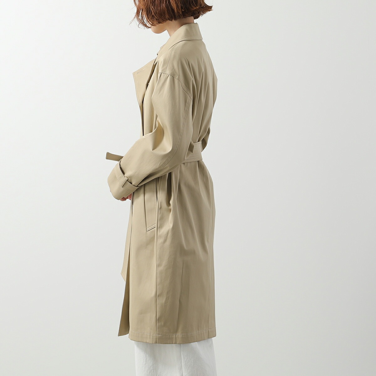 MAX MARA Studio マックスマーラ ステュディオ トレンチコート EBRIEN エブリエン レディース スプリングコート ダブルブレスト ベルト付き ミドル丈